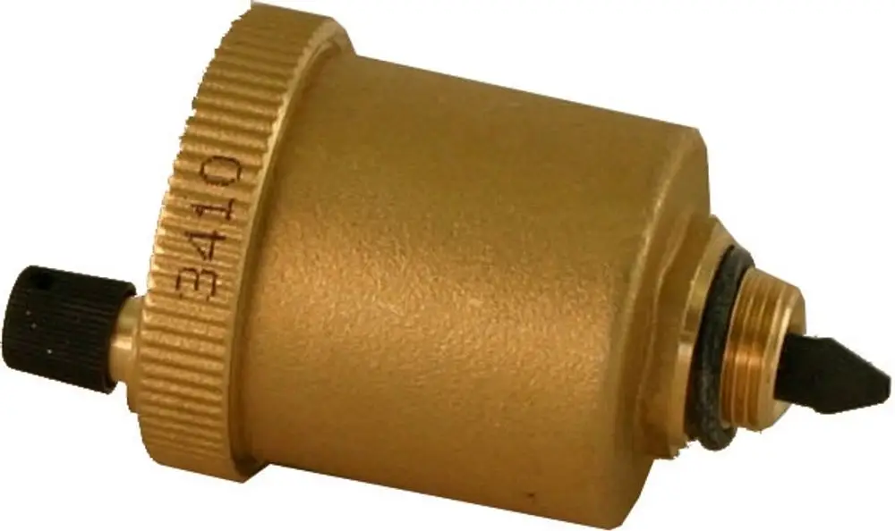 Automatisches Entlüftungsventil in Goldfarbe, geeignet für Heizsysteme, möglicherweise von der Marke Wolf. Das Ventil hat eine konische Spitze und eine Gewindebasis.